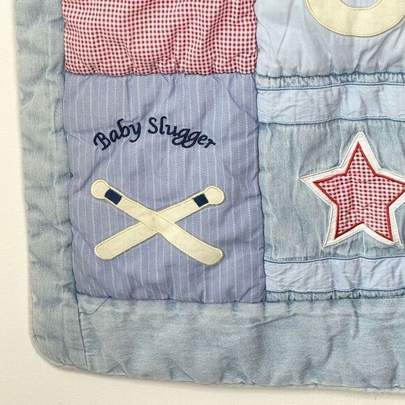 Lambs & Ivy Vintage Sports Theme Embroidered Baby Comforter Tapestry 33” x 40” - Picture 7 of 13